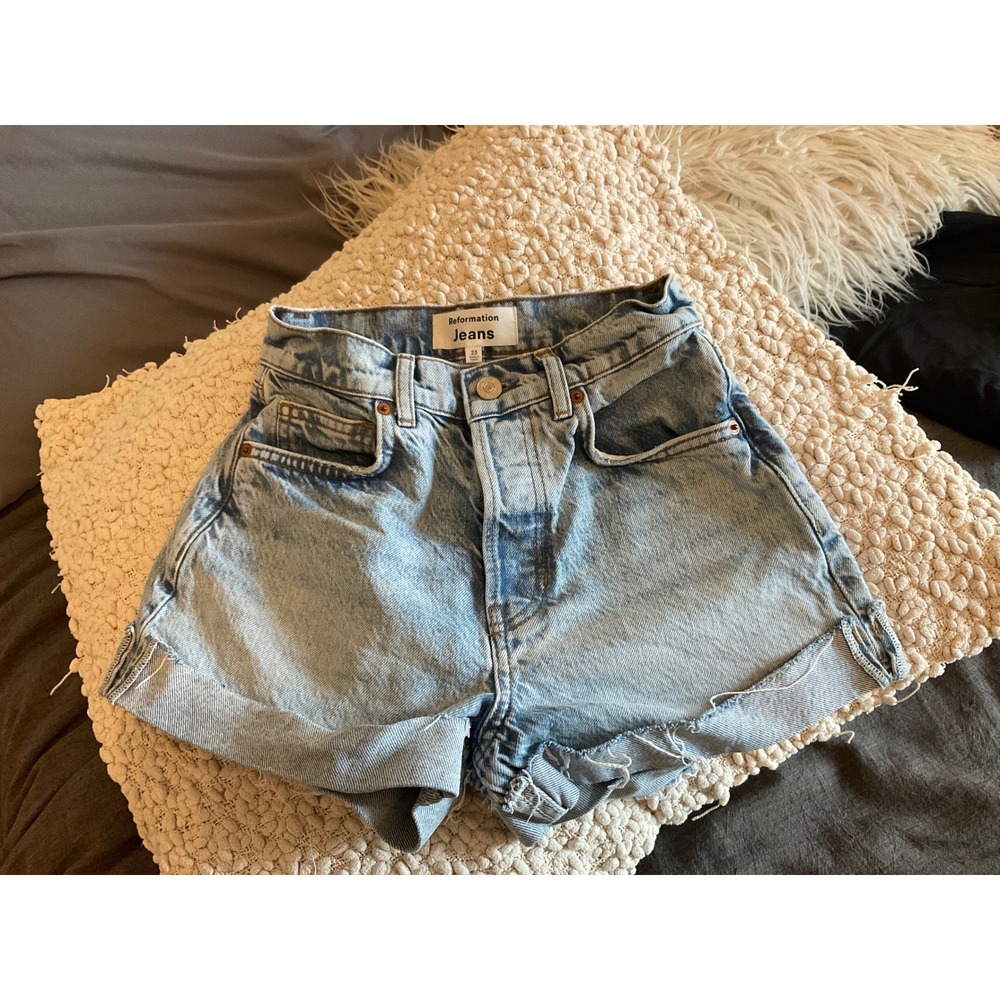 Reformation Jeans Charlene High Rise Denim Shorts Womens